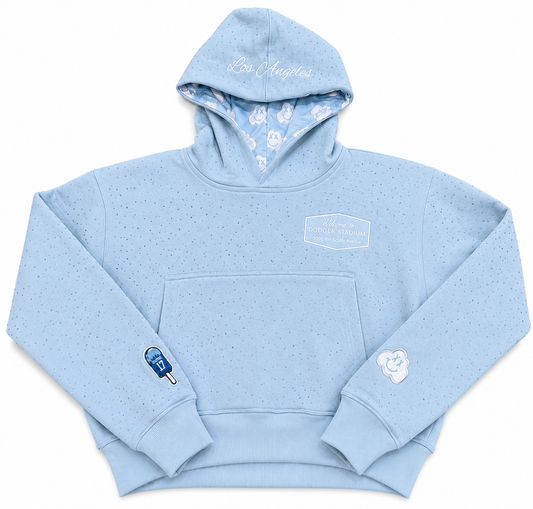Welcome To Dodgers Stadium Blinged Out Melting Crop Top Hoodie