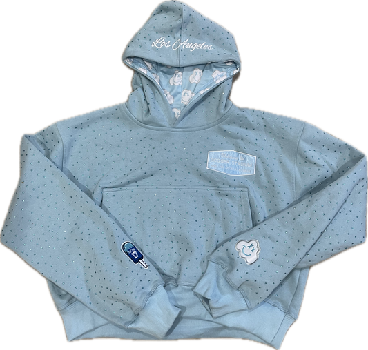 Welcome To Dodgers Stadium Blinged Out Melting Crop Top Hoodie