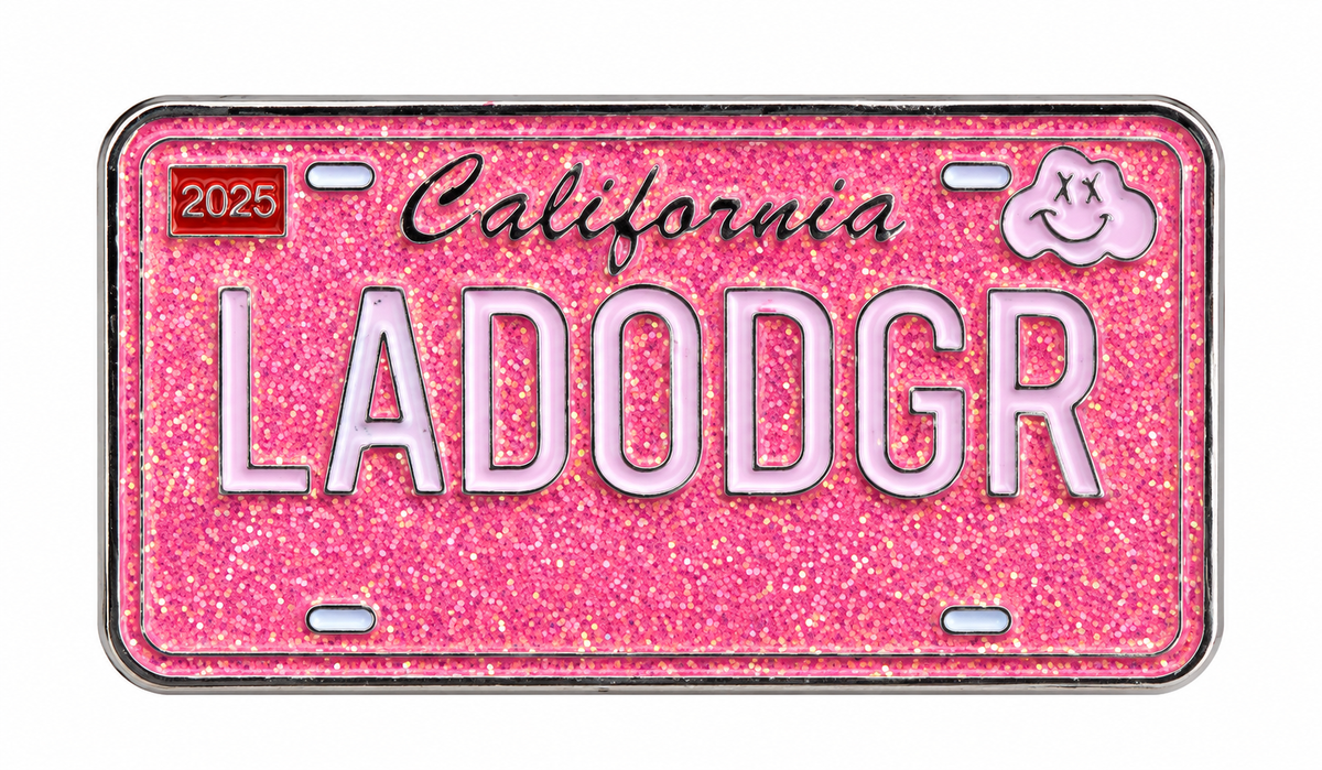 License Plate Pin in Pink